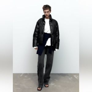 ZARA FAUX LEATHER PUFFER JACKET